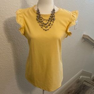 Pale yellow ruffle sleeve blouse